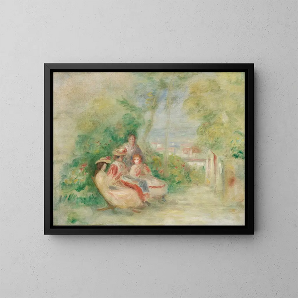 Giovani donne in un giardino - Pierre-Auguste Renoir — quadro incorniciato alla parete