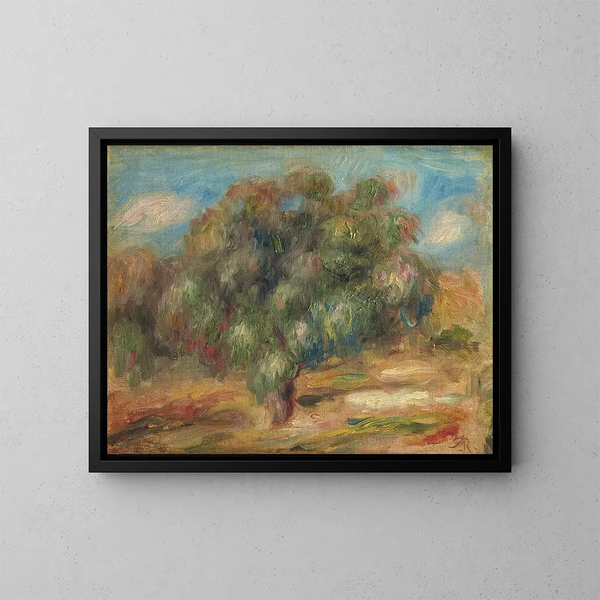 Paesaggio con una ragazza - Pierre-Auguste Renoir — quadro incorniciato alla parete