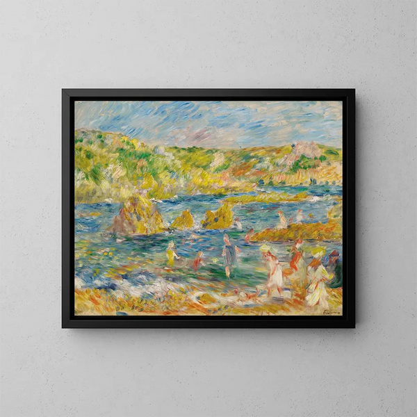 Rochers de Guernesey avec personnages sur la plage de Guernesey - Pierre-Auguste Renoir — quadro incorniciato alla parete