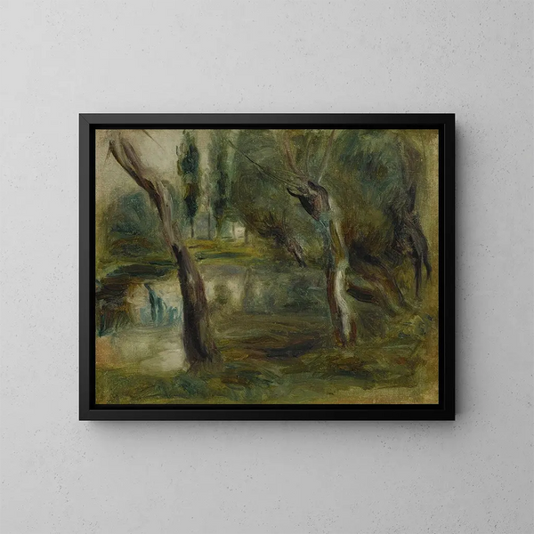 Salice sul bordo di uno stagno - Pierre-Auguste Renoir — quadro incorniciato alla parete