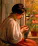 Couturière à la fenêtre - Pierre-Auguste Renoir — vista dell’opera