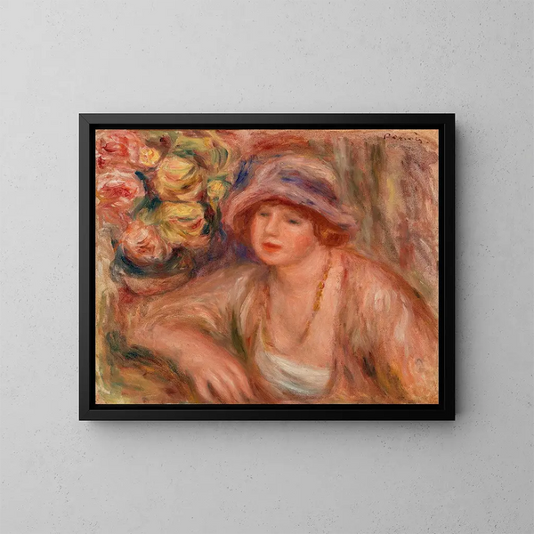 Donna appoggiata - Pierre-Auguste Renoir — quadro incorniciato alla parete