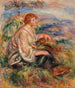 Donna in Blusa di Tulle e Gonna Nera Donna in blusa di tulle e gonna nera in un paesaggio - Pierre-Auguste Renoir — vista dell’opera