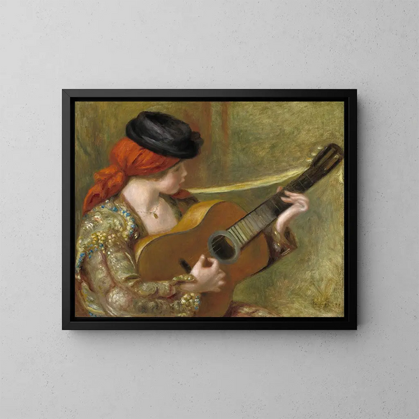 Giovane donna spagnola con chitarra - Pierre-Auguste Renoir — quadro incorniciato alla parete