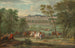 Vista del Castello Neuf di Saint-Germain-en-Laye con partenza per la caccia - Pierre-Denis Martin — vista dell’opera