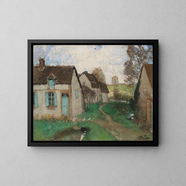 Casette con finestre e persiane turchesi - Pierre-Eugène Montzin — quadro incorniciato alla parete