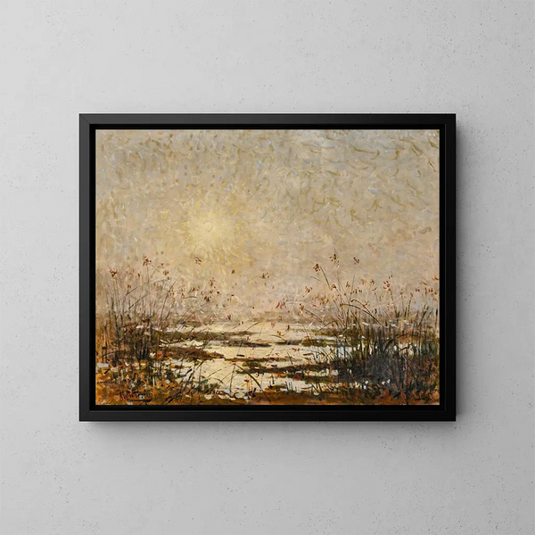 Tramonto sul pantano fiorito - Pierre-Eugène Montzin — quadro incorniciato alla parete
