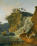 Le cascate di Tivoli con personaggi al riposo e in caccia - Pierre-Jacques Volaire — vista dell’opera