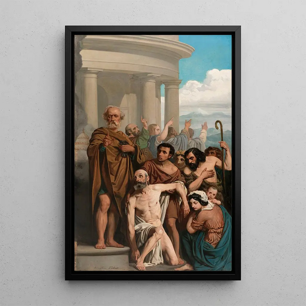 Saint Pierre guérissant un boiteux à la porte du temple - Pierre-Jules Jollivet — quadro incorniciato alla parete