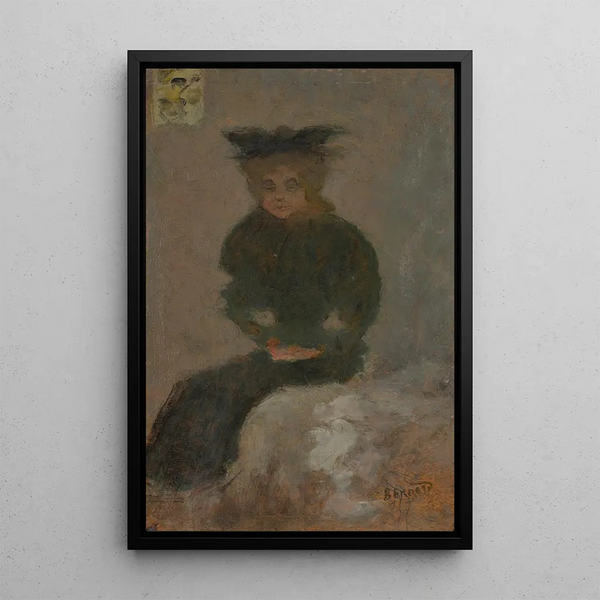 Donna seduta con il cappello nero - Pierre Bonnard — quadro incorniciato alla parete