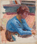 Donna pensierosa con corpetto blu - Pierre Bonnard — vista dell’opera