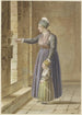 Giovane donna con sua figlia in costume provenzale a una finestra della chiesa - Pierre Huard — vista dell’opera