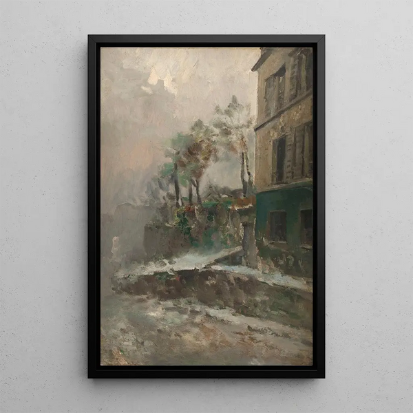 Rue de Montmartre sous la neige - Pierre Jacques Pelletier — quadro incorniciato alla parete