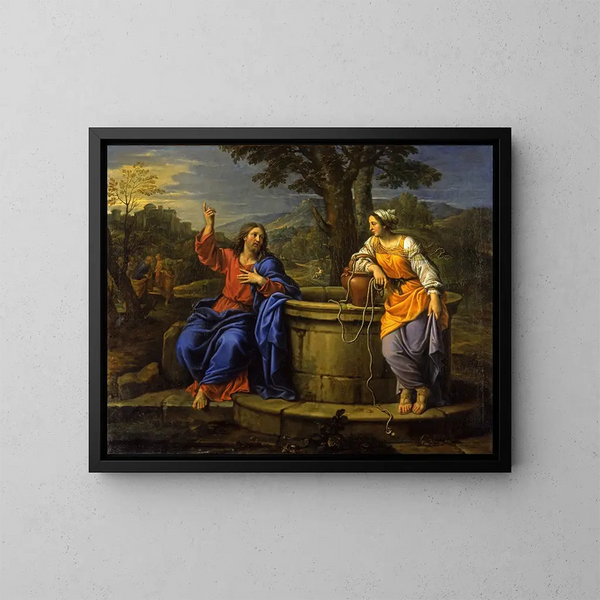 Il Cristo e la donna samaritana - Pierre Mignard — quadro incorniciato alla parete
