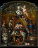 Nature morte con recipienti in argento e oro, frutta e fiori - Pierre Nicolas Huilliot — vista dell’opera
