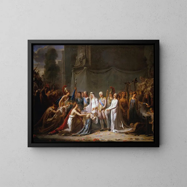 Allegoria dell'ingresso di Luigi XVIII a Parigi il 3 maggio 1814 - Pierre Nicolas Legrand — quadro incorniciato alla parete