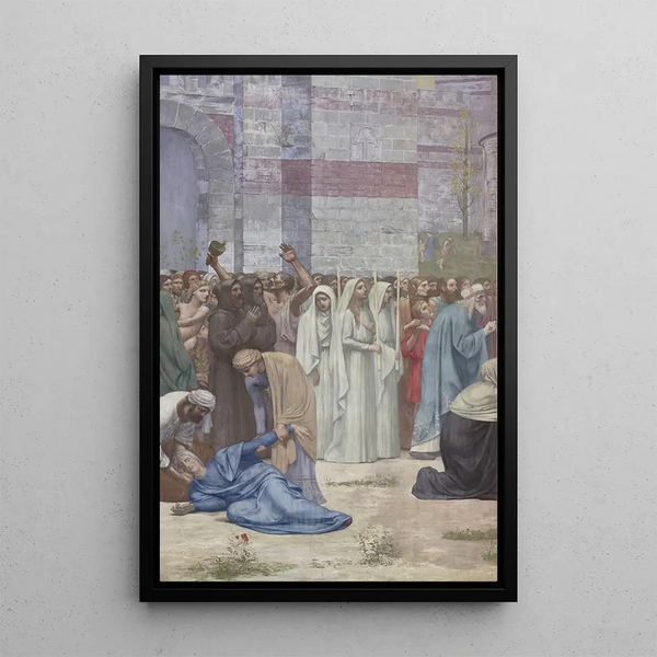 Sainte Geneviève ravitaillant Parigi assediata - Pierre Puvis de Chavannes — quadro incorniciato alla parete