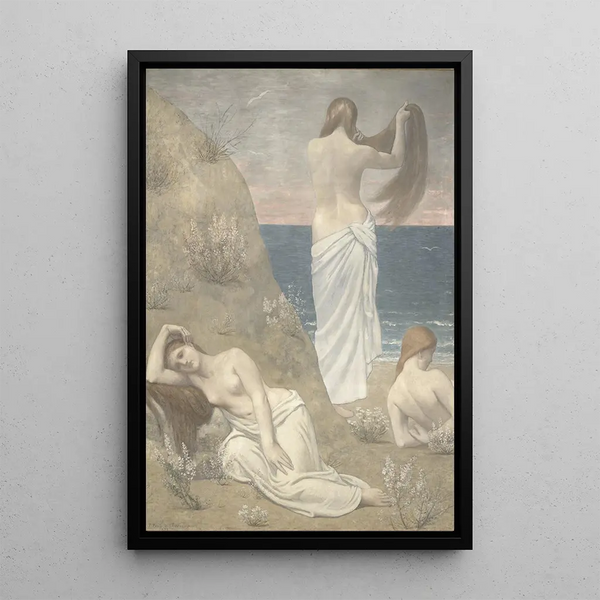 Giovani ragazze sulla riva del mare - Pierre Puvis de Chavannes — quadro incorniciato alla parete