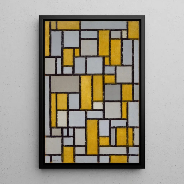 Composition avec grille 1 - Piet Mondrian — quadro incorniciato alla parete