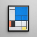 Composition con un grande aereo blu, rosso, nero, giallo e grigio - Piet Mondrian — quadro incorniciato alla parete