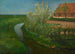 Canale di irrigazione curvo che costeggia la fattoria con alberi in fiore - Piet Mondrian — vista dell’opera