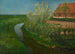 Canale di irrigazione curvo che costeggia una fattoria con alberi in fiore - Piet Mondrian — vista dell’opera