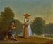 Un mercante di frutta e un uomo che si riposa in un parco oltre - Pieter Angillis — vista dell’opera