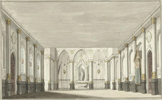 Pieter Barbiers - Ontwerp voor een toneeldecor van een kerkinterieur.webp