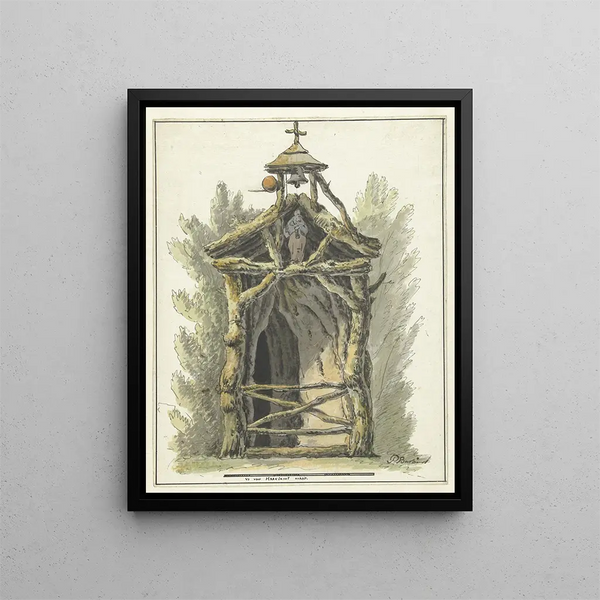 Pieter Bartholomeusz Barbiers - Kluizenaarshut met heiligenbeeld.webp