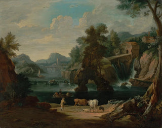 Pieter Bout - A cowherd beside a cascading river.webp