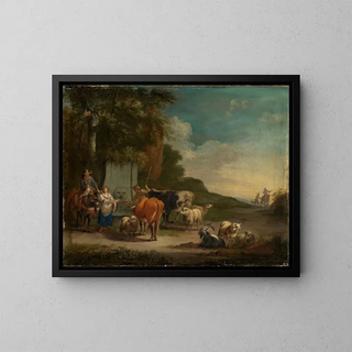 Pieter Bout - Landschaft mit Hirten und Herde am Brunnen.webp