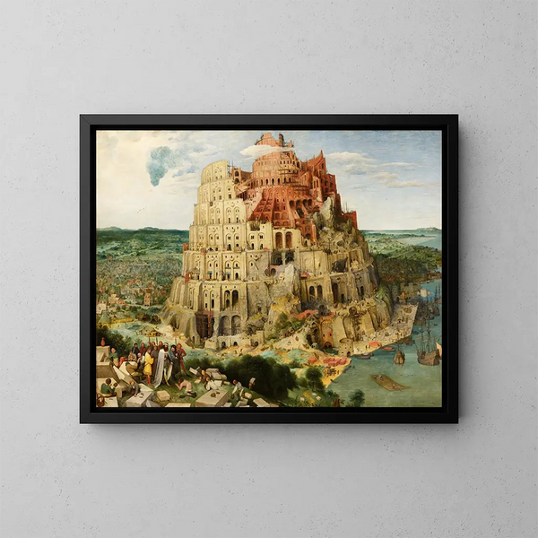 La Torre di Babele - Pieter Bruegel il Vecchio — quadro incorniciato alla parete