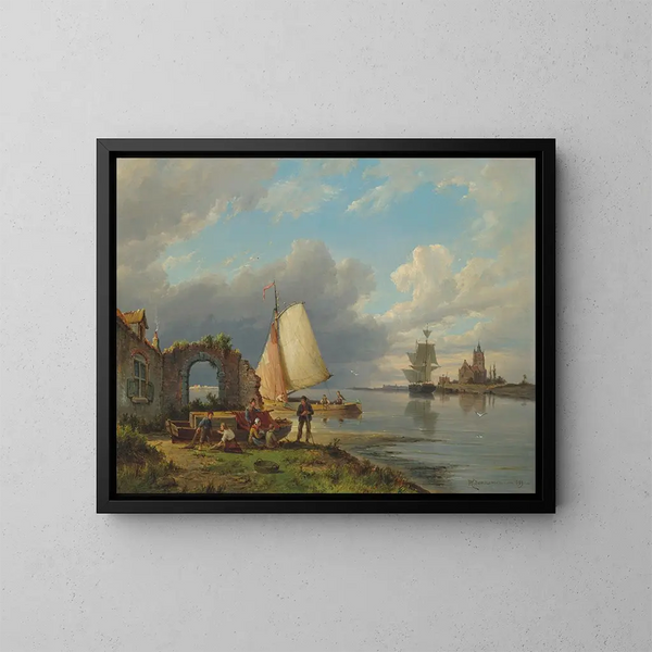 Sur la Spaarne à Haarlem - Pieter Christian Dommersen — quadro incorniciato alla parete