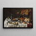 Nature morte con torta al pavone - Pieter Claesz — quadro incorniciato alla parete