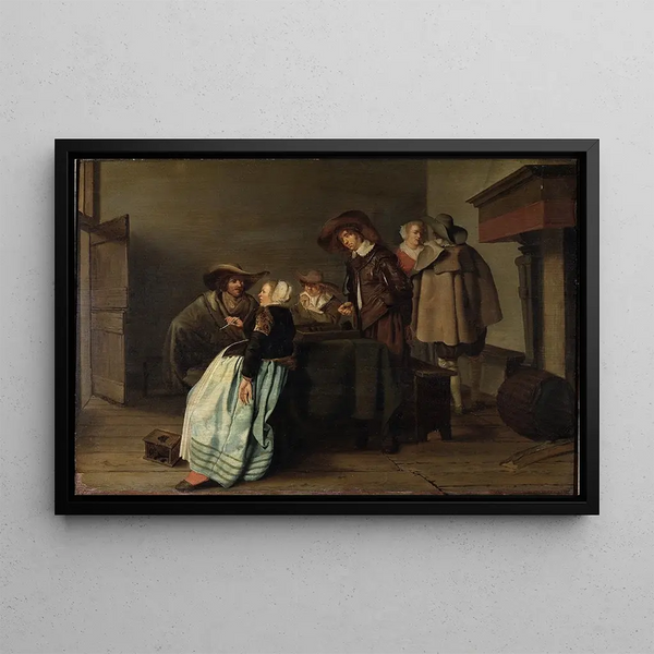 Una conversazione - Pieter Codde — quadro incorniciato alla parete