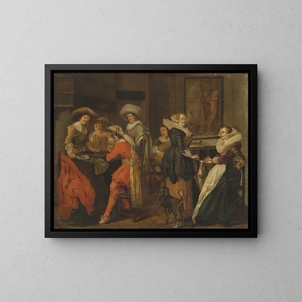 Una compagnia elegante in un interno - Pieter Codde — quadro incorniciato alla parete
