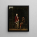Una donna e due uomini sotto un pergolato - Pieter de Hooch — quadro incorniciato alla parete