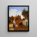 Corte di Delft la sera, una donna filando - Pieter de Hooch — quadro incorniciato alla parete