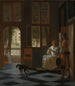 Un homme consegna una lettera a una donna nell'atrio di una casa - Pieter de Hooch — vista dell’opera
