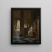Un homme consegna una lettera a una donna nell'atrio di una casa - Pieter de Hooch — quadro incorniciato alla parete