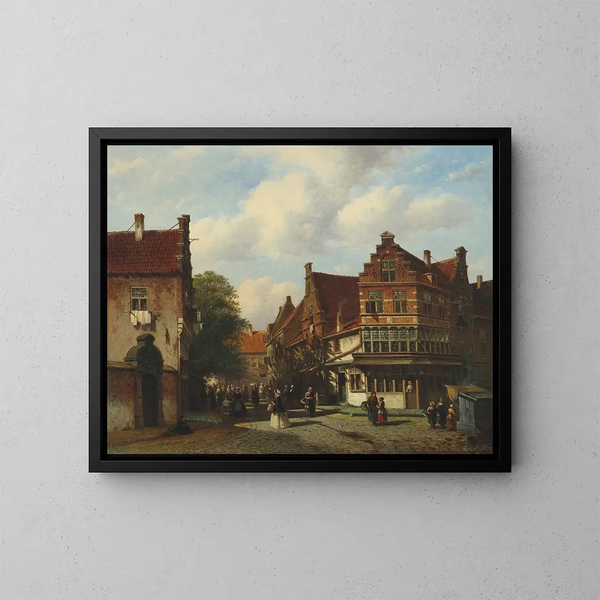 Una scena di strada olandese - Pieter Gerardus Vertin — quadro incorniciato alla parete