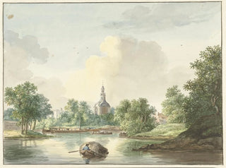 La porte di Hogerwoerd a Leyde vista dal canale - Pieter Gerardus van Os — vista dell’opera