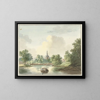 La porte di Hogerwoerd a Leyde vista dal canale - Pieter Gerardus van Os — quadro incorniciato alla parete