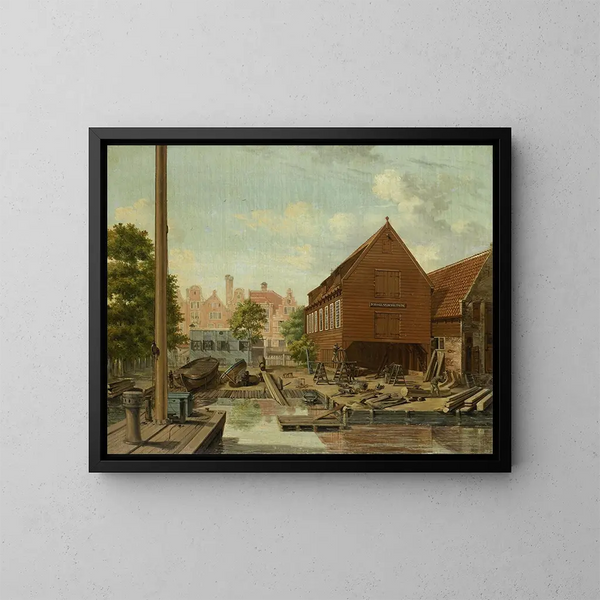 Il cantiere navale DHollandsche Tuin su Bickers Eiland ad Amsterdam - Pieter Godfried Bertichen — quadro incorniciato alla parete