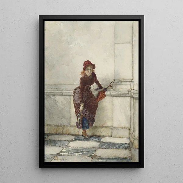 Jeune femme debout appuyée contre un mur - Pieter Haaxman — quadro incorniciato alla parete
