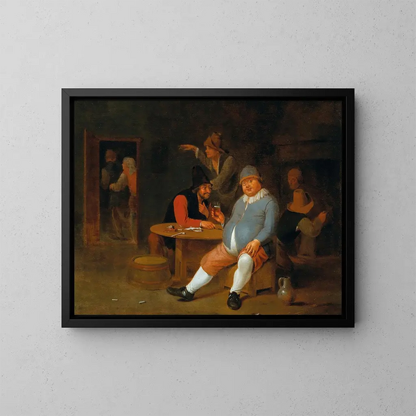 Interno di una taverna con contadini - Pieter Harmensz Verelst — quadro incorniciato alla parete
