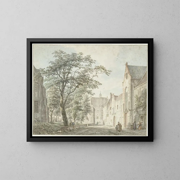 Vista della città di Montfoort - Pieter Jan van Liender — quadro incorniciato alla parete