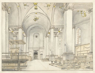 Vista della navata della Nieuwe Kerk di Haarlem e guardando verso ovest - Pieter Jansz Saenredam — vista dell’opera