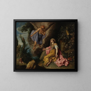 Hagar e l'Angelo - Pieter Lastman — quadro incorniciato alla parete