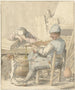 interno con un uomo che suona il violino, una donna addormentata e un cane che balla - Pieter Moninckx — vista dell’opera